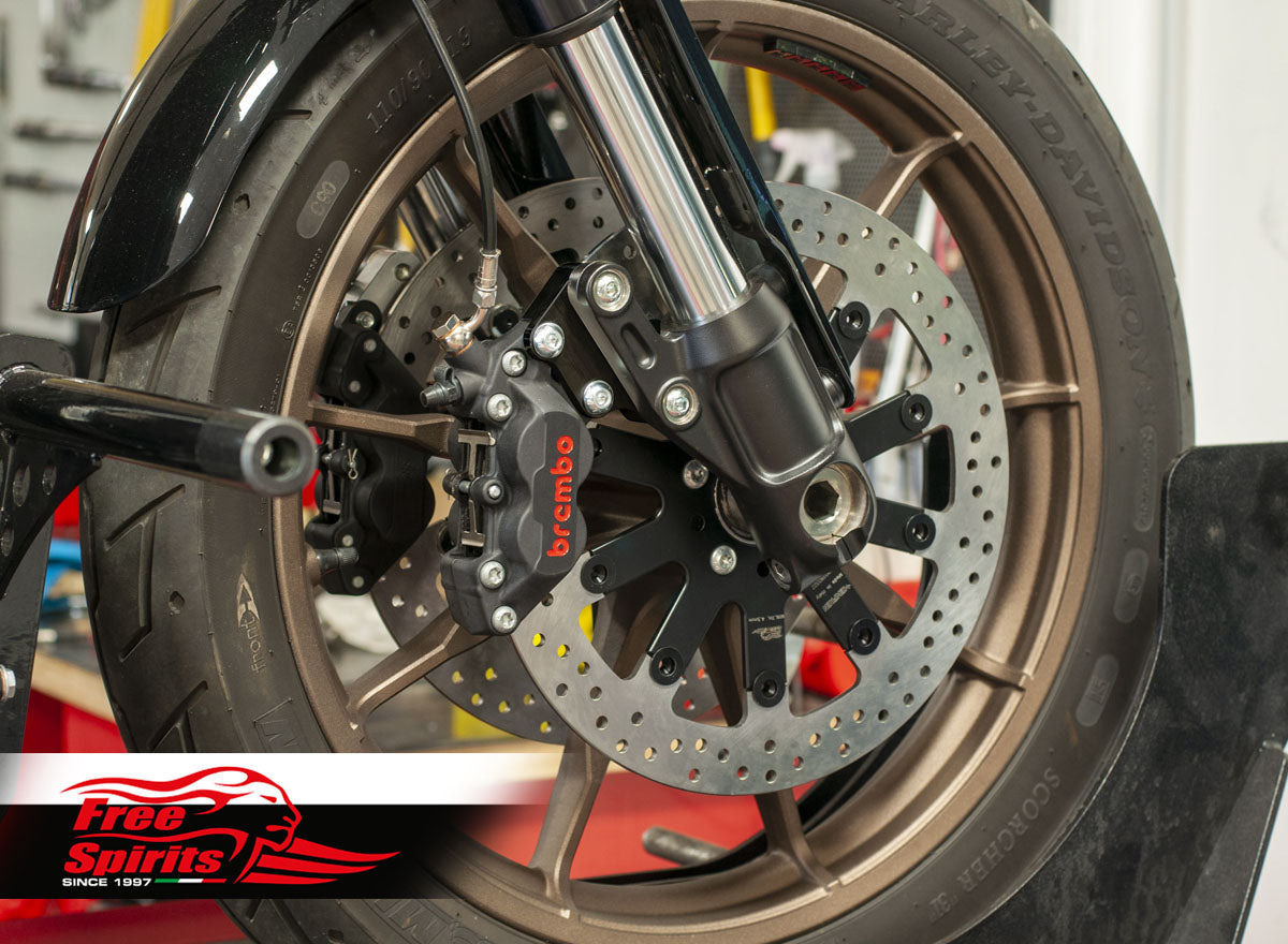 Free Spirits Brembo Front Brake kit with 320MM Rotor - 2015+ Harley Davidson Softail Low Rider ST (Dual Disk)