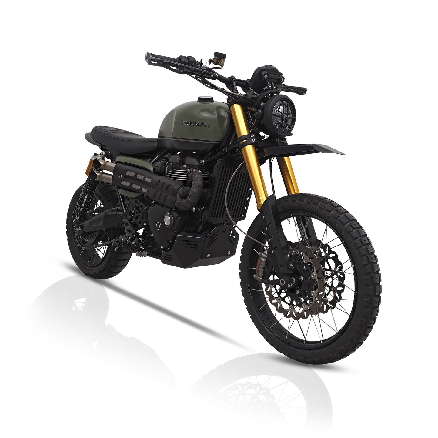 Dakar Aluminum High Front Fender - Black or Silver - Triumph Scrambler 1200