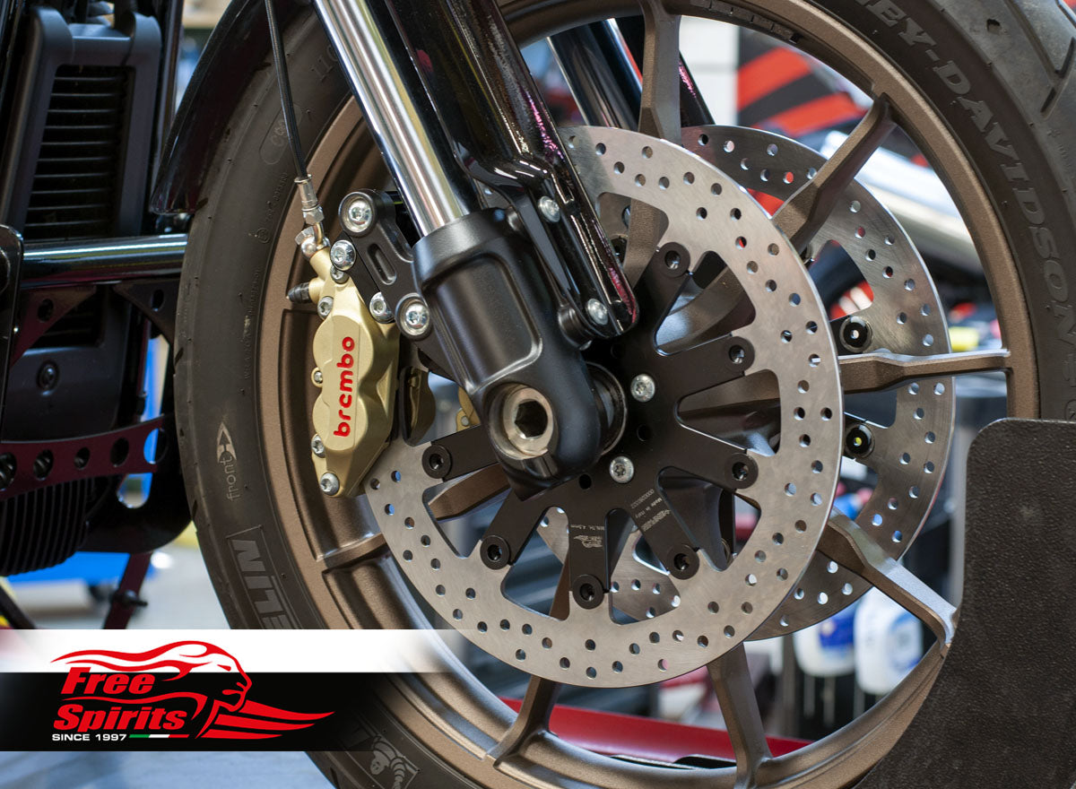 Free Spirits Brembo Front Brake kit with 320MM Rotor - 2015+ Harley Davidson Softail Low Rider ST (Dual Disk)