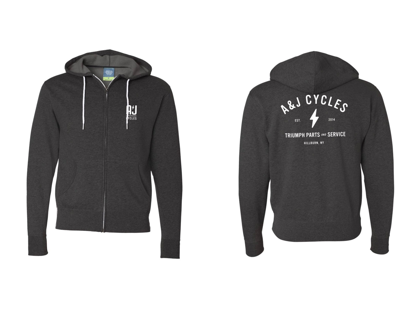 A&J Cycles Logo Zip Up Hoodie - Charcoal Grey