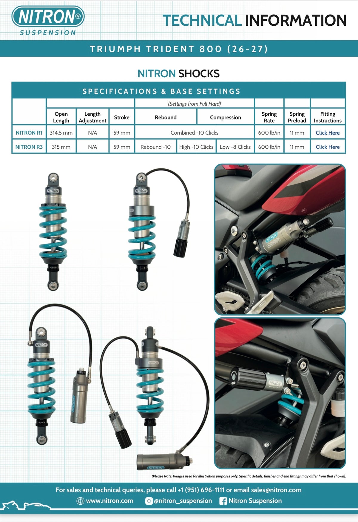 Nitron R3 Shock - 2026+ Triumph Trident 800