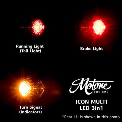 Motone Icon LED Turn Signals - 3:1 Multifunction Red/Amber