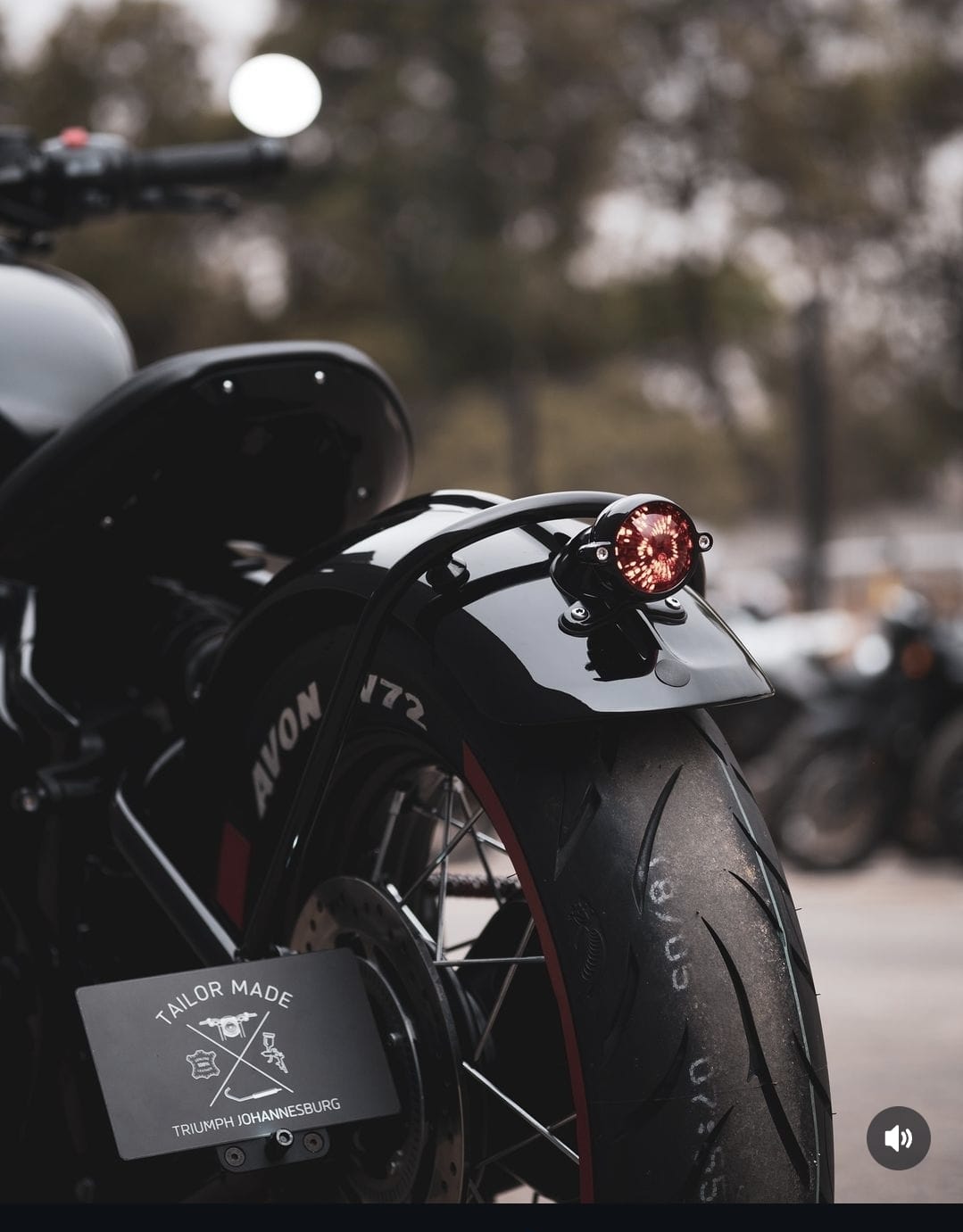 Triumph Bobber Fender Tail Light Mount with light - Black