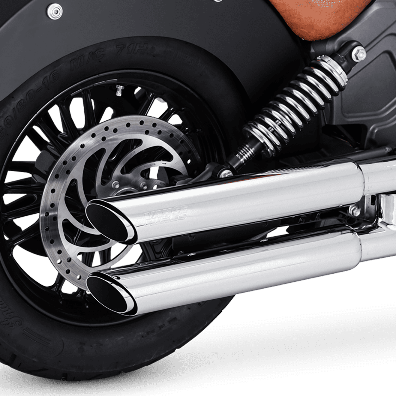 Vance & Hines Twin Slash 3” Mufflers - Chrome - Indian Scout / Scout Bobber 2017-2024