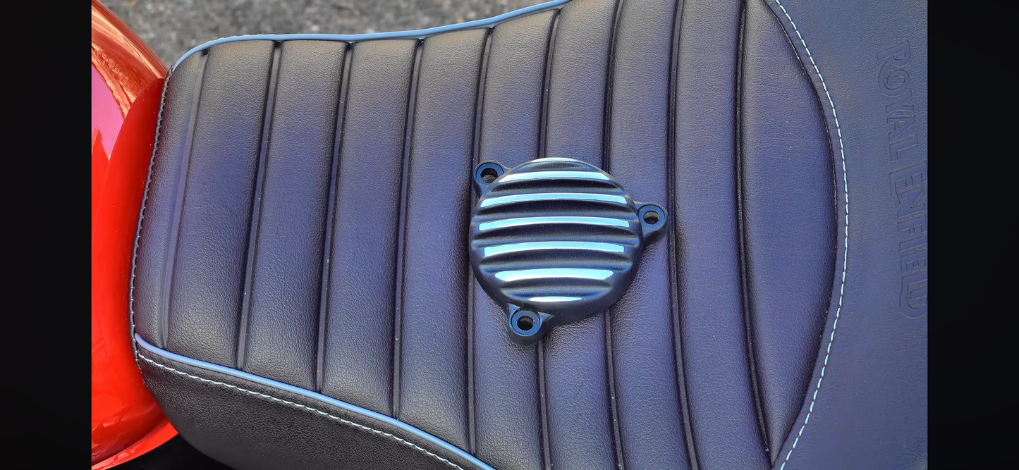 Motone Royal Enfield 350 Oil Filter Cover - Ribbed - Black with Silver fins