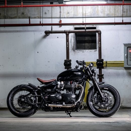 Motone Mayhem Shorty Turnout Muffers - Brushed - Triumph Bobber / Speedmaster