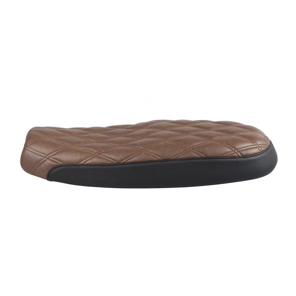 Motone Dual Comfort Seat - Diamond Back - Black and Brown - Air Cooled Triumph Bonneville, Thruxton, Scrambler