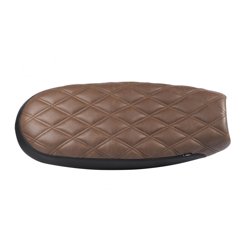 Motone Dual Comfort Seat - Diamond Back - Black and Brown - Air Cooled Triumph Bonneville, Thruxton, Scrambler