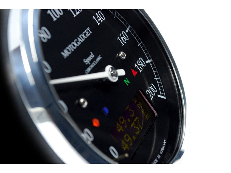 Motogadget Chronoclassic Dark Edition - 14,000 RPM - Polished Bezel