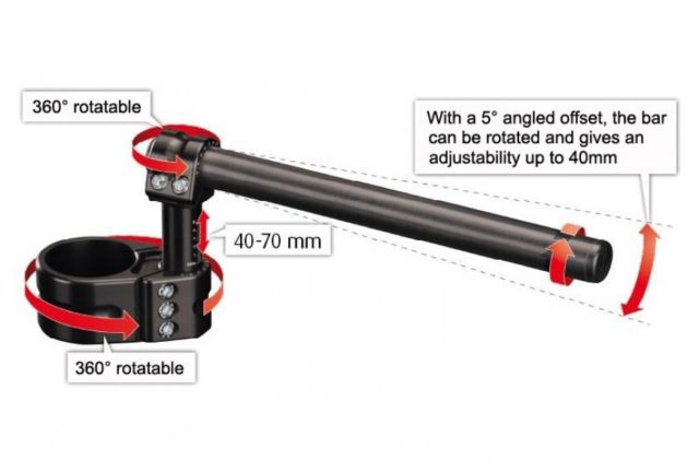 ABM MultiClip Tour Clip Ons 41MM, 43MM, 55MM Forks - Triumph Classics, R Nine T Pure, Scrambler