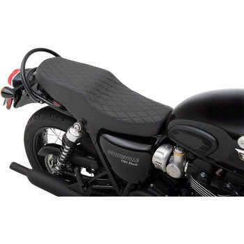Z1R Retro Style Seat - Diamond Stitch - Black - 2016+ Triumph Bonneville T100, T120, Street Twin, Street Scrambler