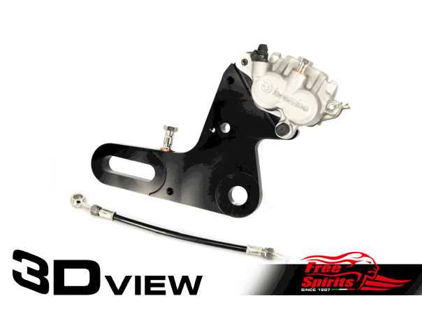 Free Spirits Brembo Rear Brake Caliper with Relocated Bracket - Triumph Street Twin, Street Scrambler, T100, T120, Street Cup
