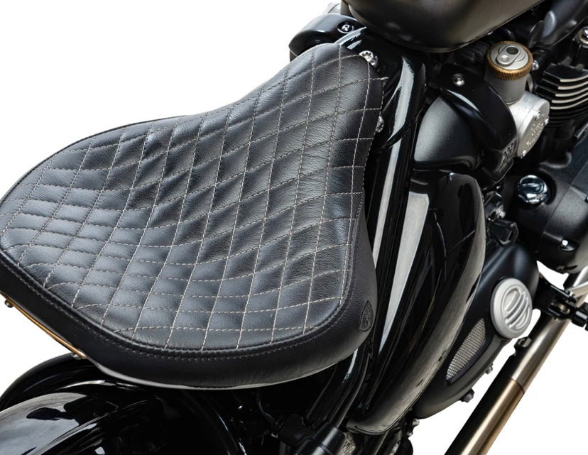British Customs DIAMOND STITCH GEL SEAT FOR BONNEVILLE BOBBER A J cycles