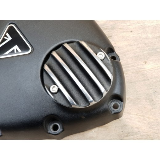 Motone Customs Ribbed ACG Cover - Black w/ Polished Fins