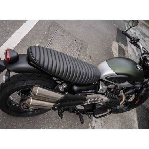 Motone The Viper- Low Profile Skinny Ribbed Seat - Black - 2016+ Triumph Classics