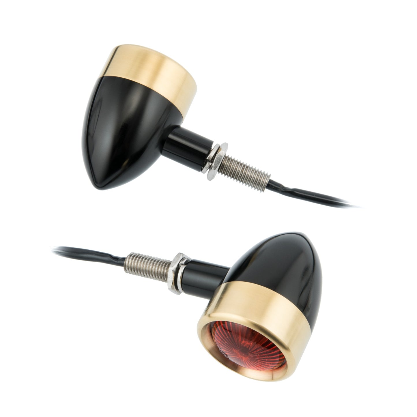 Motone Billet Turn Signals - Black with Brass Ring