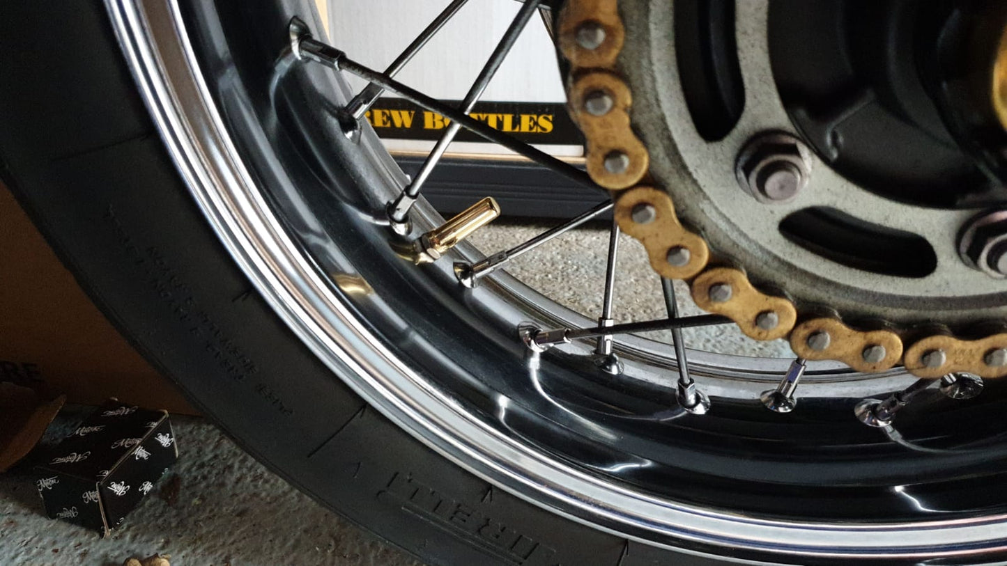 Motone Ballista hot forged brass vintage Michelin style valve caps