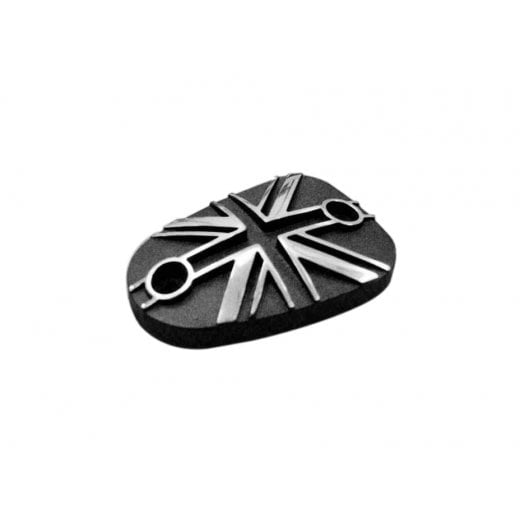 Motone Cast Brake Fluid Reservoir Master Cylinder Cap - Union Jack - Black w/ Polished - Triumph Classics