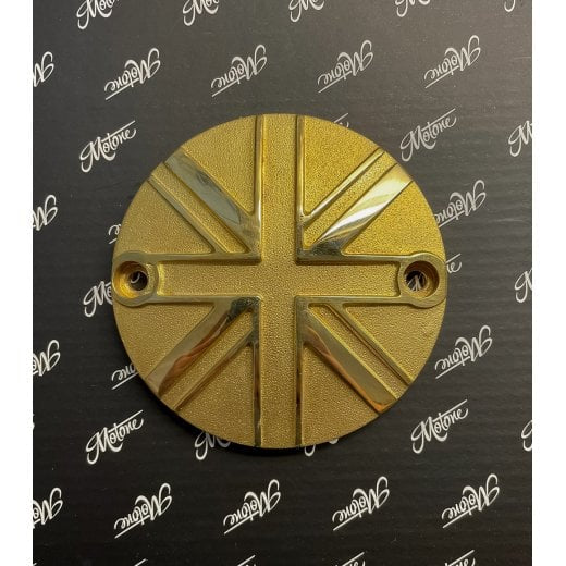 Motone Customs Union Jack Clutch Cover - Solid Brass