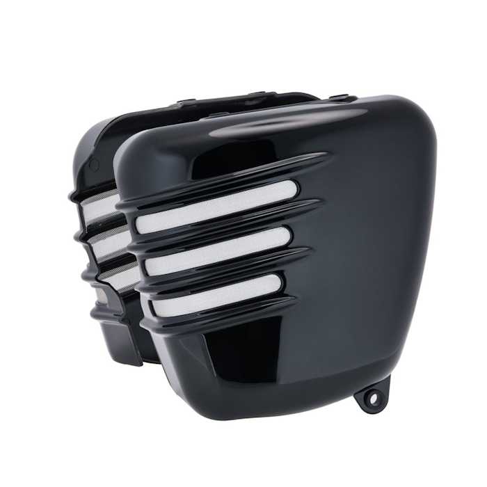 Motone Ribbed Side Covers - 2001-2015 Classics - Gloss Black