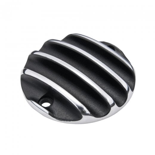 Motone Customs Ribbed ACG Cover - Black w/ Polished Fins