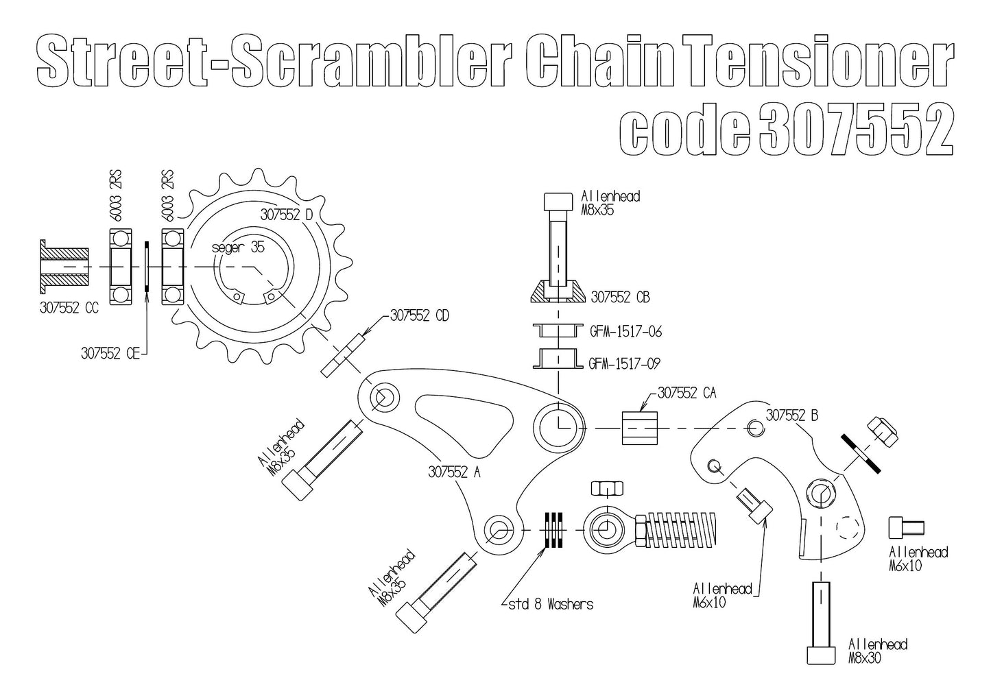Free Spirits Dynamic Chain Tensioner - 2016+ Triumph Street Twin, Street Cup, Street Scrambler, T100 and T120