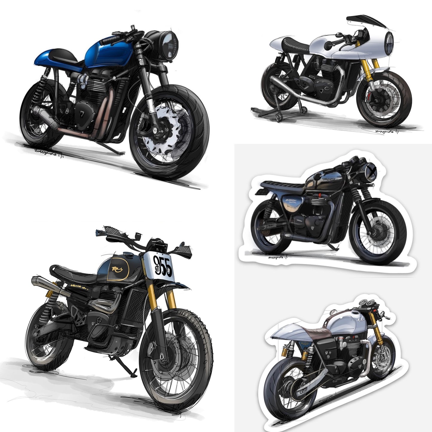 A&J Cycles Bike Sketch Sticker Pack