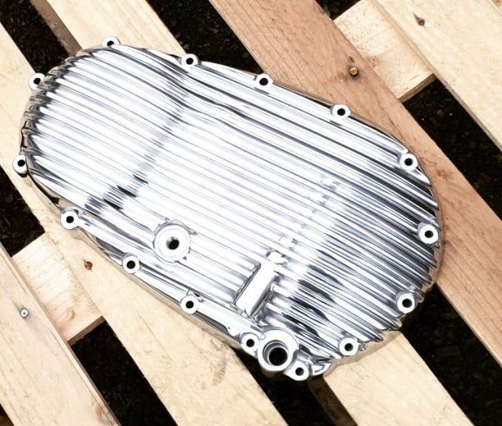 Motone Ribbed Clutch Side Engine Cover - Polished Finish