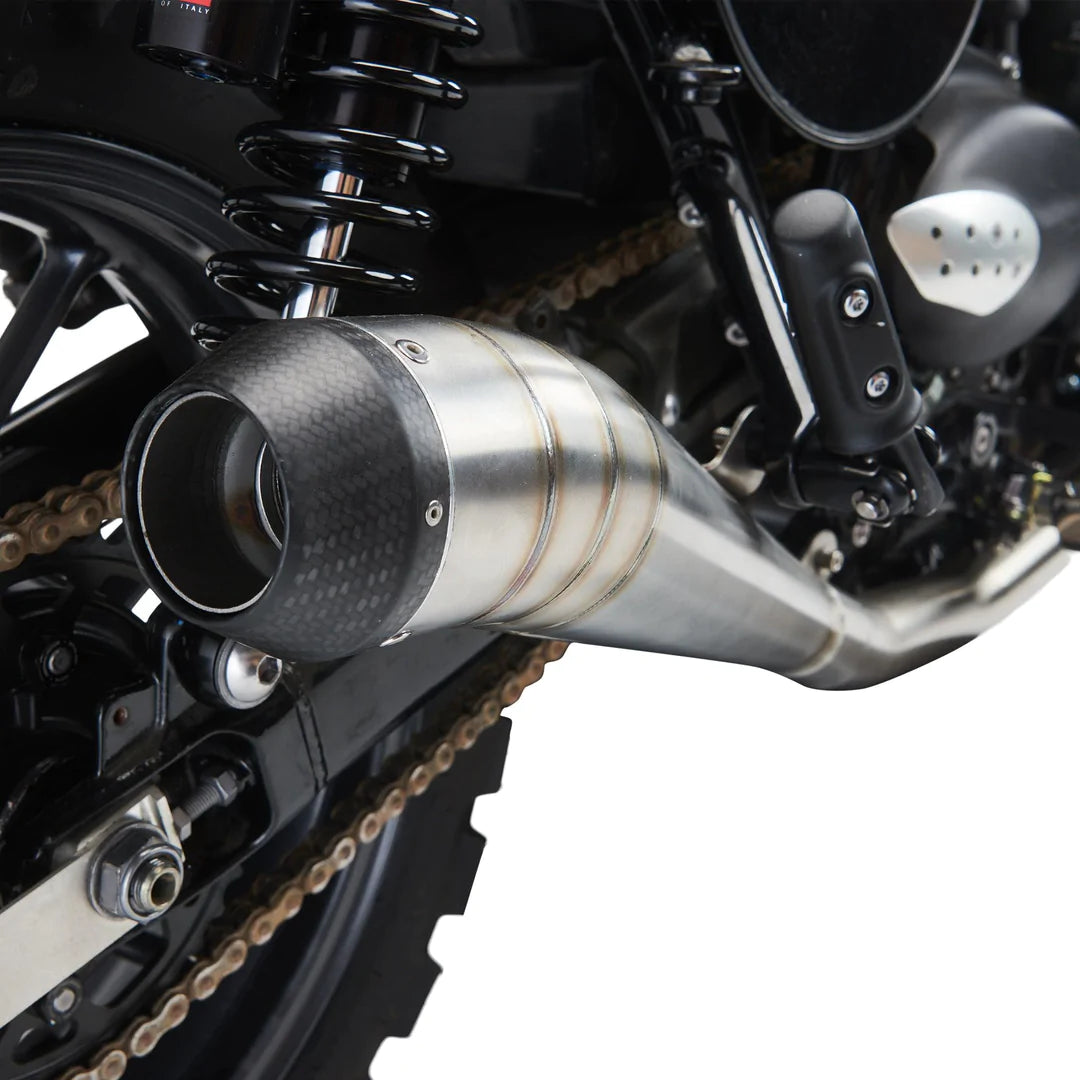 British Customs Low 2:1 GP Carbon Exhaust - Triumph Street Scrambler 900 2017+