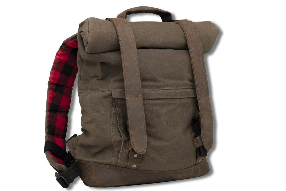 backpack voyager leather Burly Brand B15-1020b Voyager Roll Top Backpack