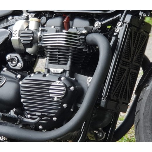 Motone Customs Ribbed ACG Cover - Black w/ Polished Fins