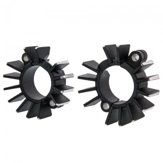 Motone Finned Exhaust Clamps - LC - Black/Contrast Polished Fins