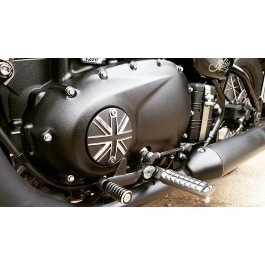 Motone Customs Union Jack Clutch Cover - Black w/ Polished