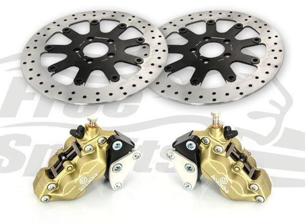 Free Spirits Front brake caliper 4 pot kit with Floating 320MM Rotors for Harley Davidson XG Street Rod