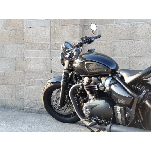 Motone Customs Ribbed Clutch Cover - Black with Polished Fins