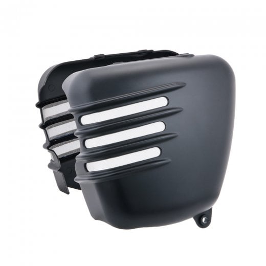 Motone Ribbed Side Covers - 2001-2015 Classics - Matte Black