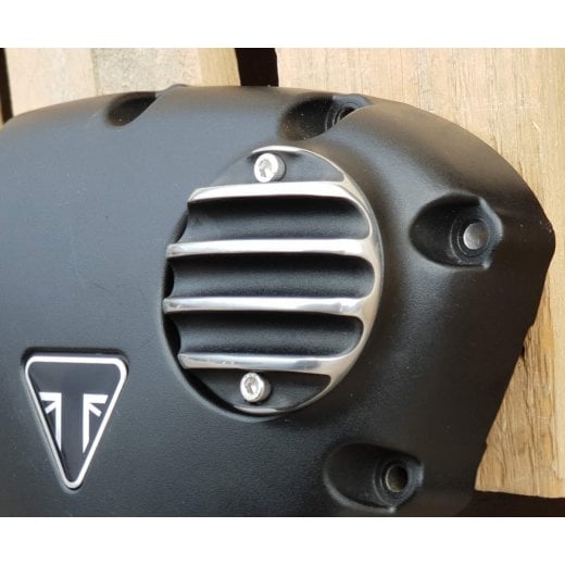 Motone Customs Ribbed ACG Cover - Black w/ Polished Fins