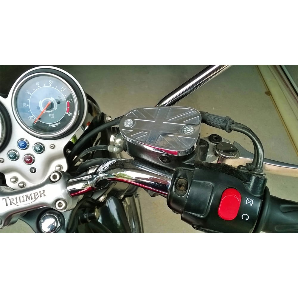 Motone Billet Brake Fluid Reservoir Master Cylinder Cap - Union Jack - Polished