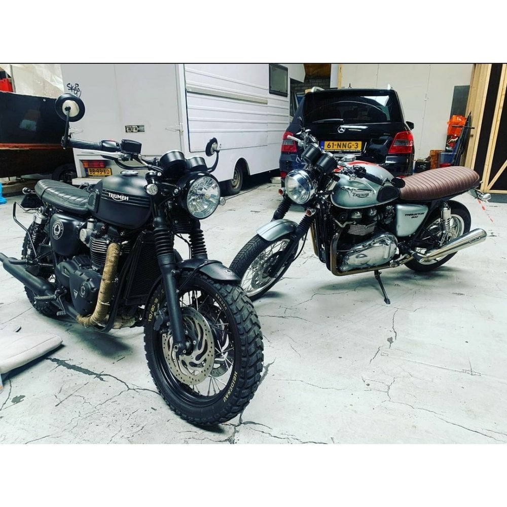 Motone Krait Skinny Seat - Ribbed - Triumph Bonneville, Scrambler and Thruxton - Tobacco Brown