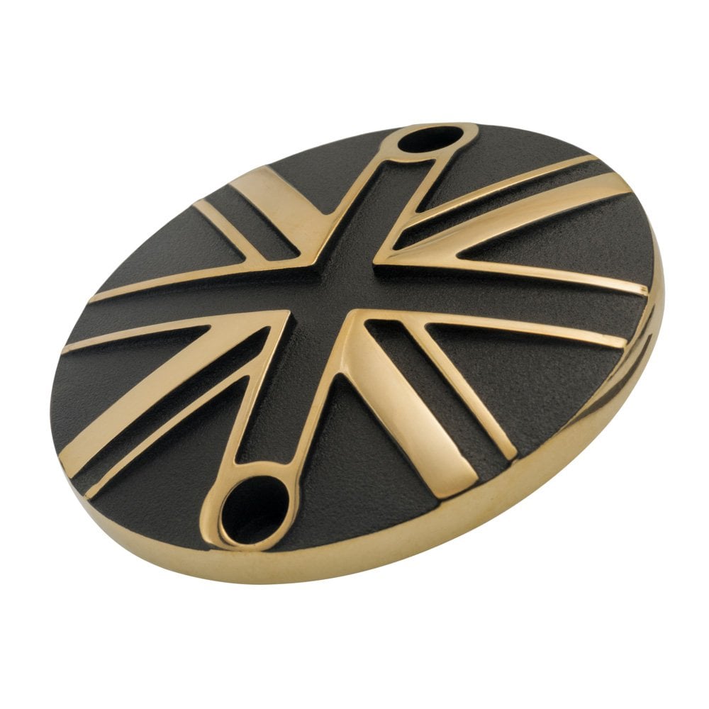 Motone Union Jack Clutch Cover - Brass and Black