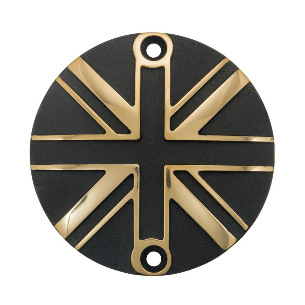 Motone Union Jack Clutch Cover - Brass and Black