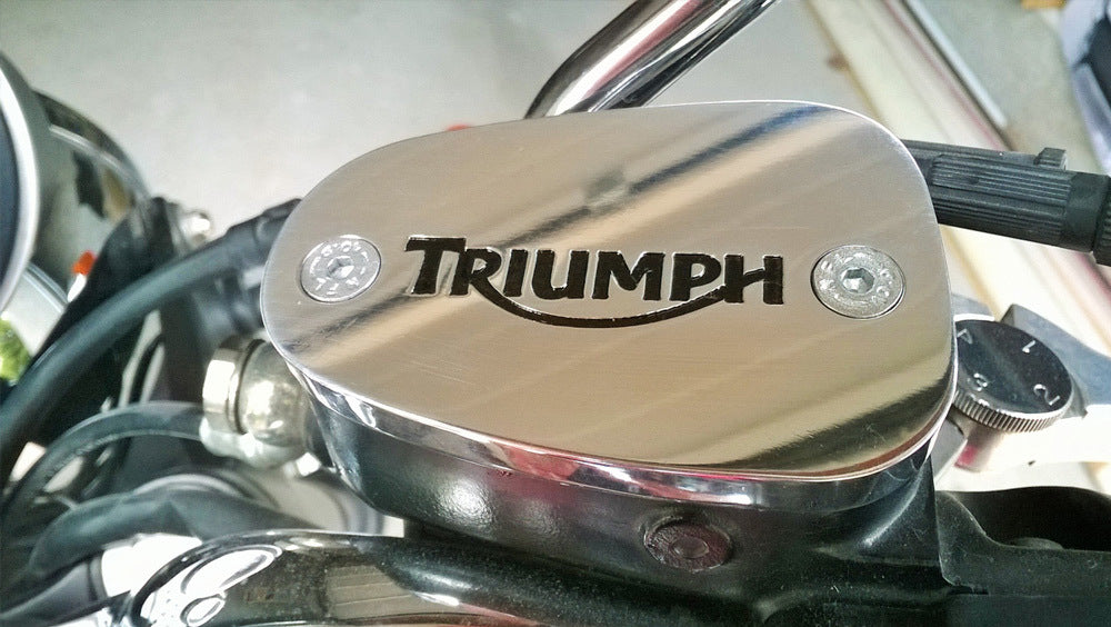 Motone Billet Brake Fluid Reservoir Master Cylinder Cap - Triumph Logo - Polished