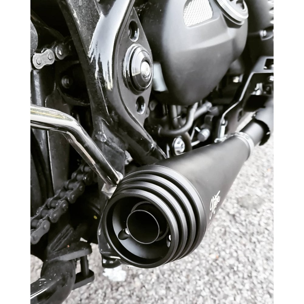 Motone Saturn V Exhaust / Slip Ons - Brushed Stainless - 2017+ Triumph Bobber and Speedmaster