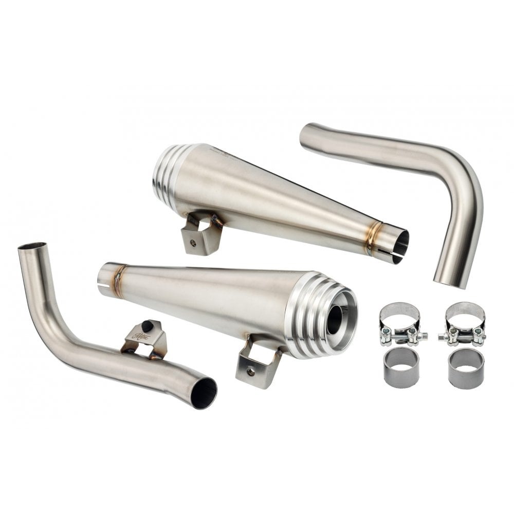 Motone Saturn V Exhaust / Slip Ons - Brushed Stainless - 2017+ Triumph Bobber and Speedmaster
