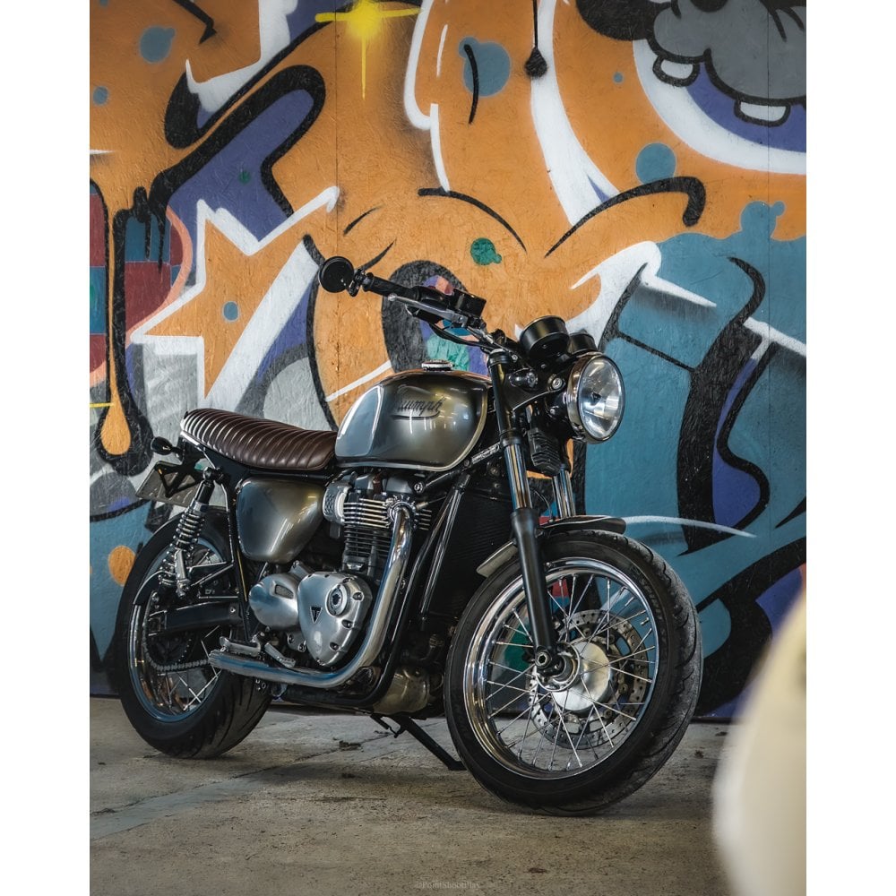 Motone The Viper- Low Profile Skinny Ribbed Seat - Tobacco Brown - 2016+ Triumph Classics