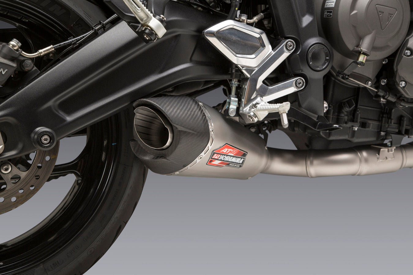 Yoshimura Race AT2 Stainless Full Exhaust w/ Stainless Muffler- Triumph Trident 660 / Tiger Sport 660