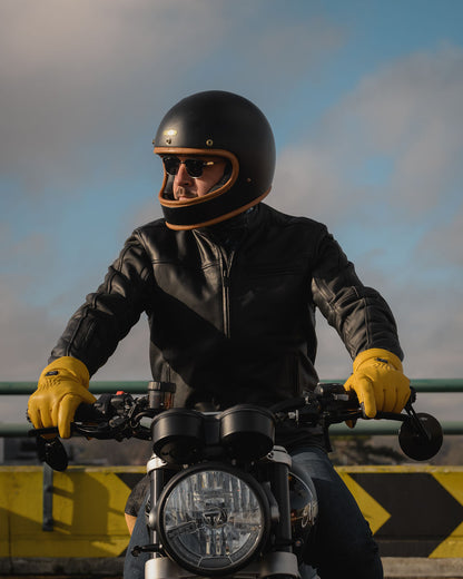 Motone Forno Heated Motorcycle Goatskin Leather Riding Gloves - Yellow