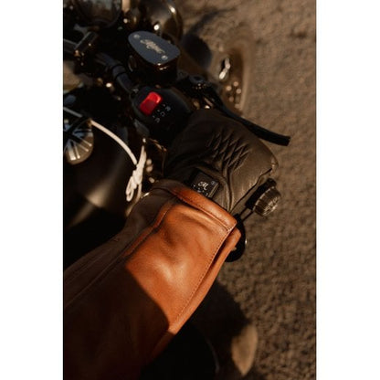 Motone Forno Heated Motorcycle Goatskin Leather Riding Gloves - Black