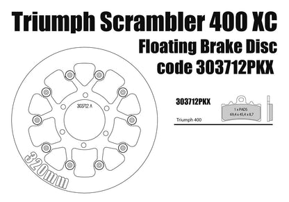 Free Spirits 320MM Floating Front Brake Rotor with Sintered Pads - Triumph Scrambler 400 XC