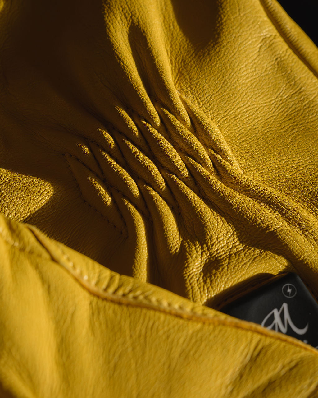 Motone Forno Heated Motorcycle Goatskin Leather Riding Gloves - Yellow